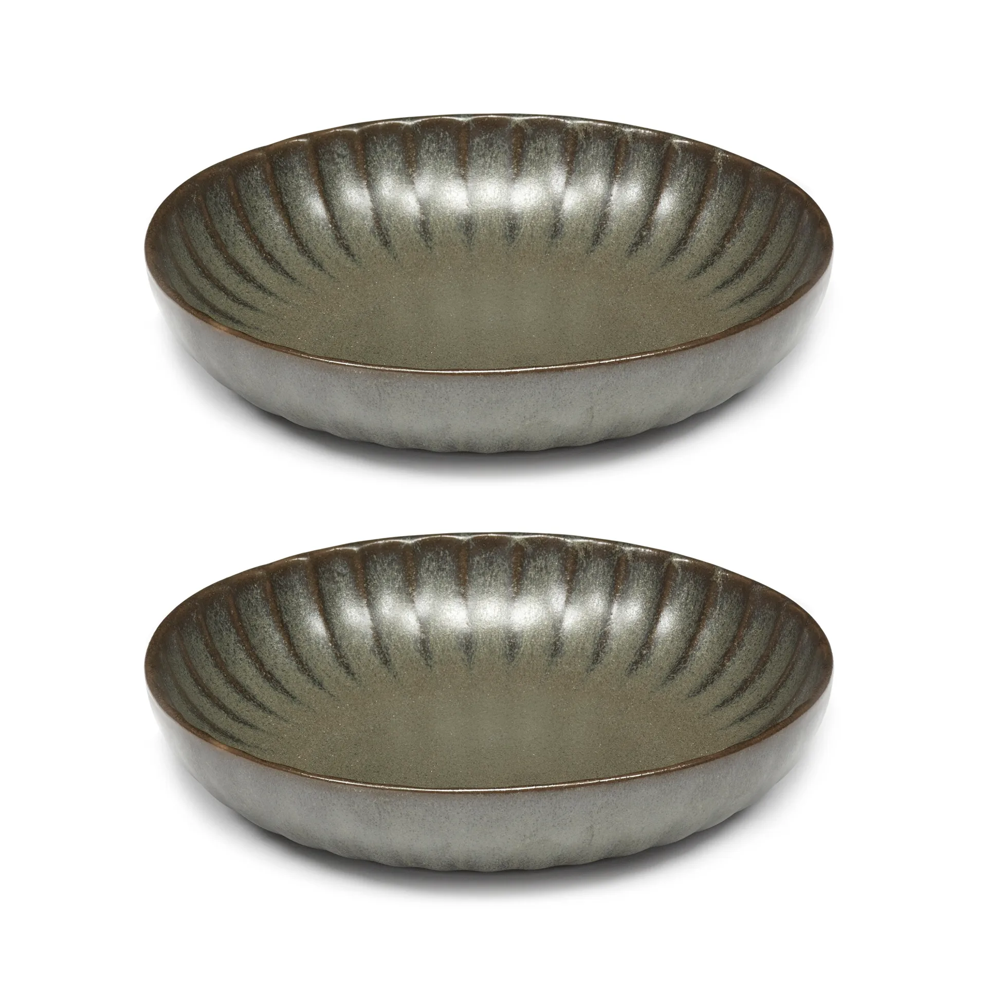 2 Platos Inku high S Ø19 cm, Green Serax