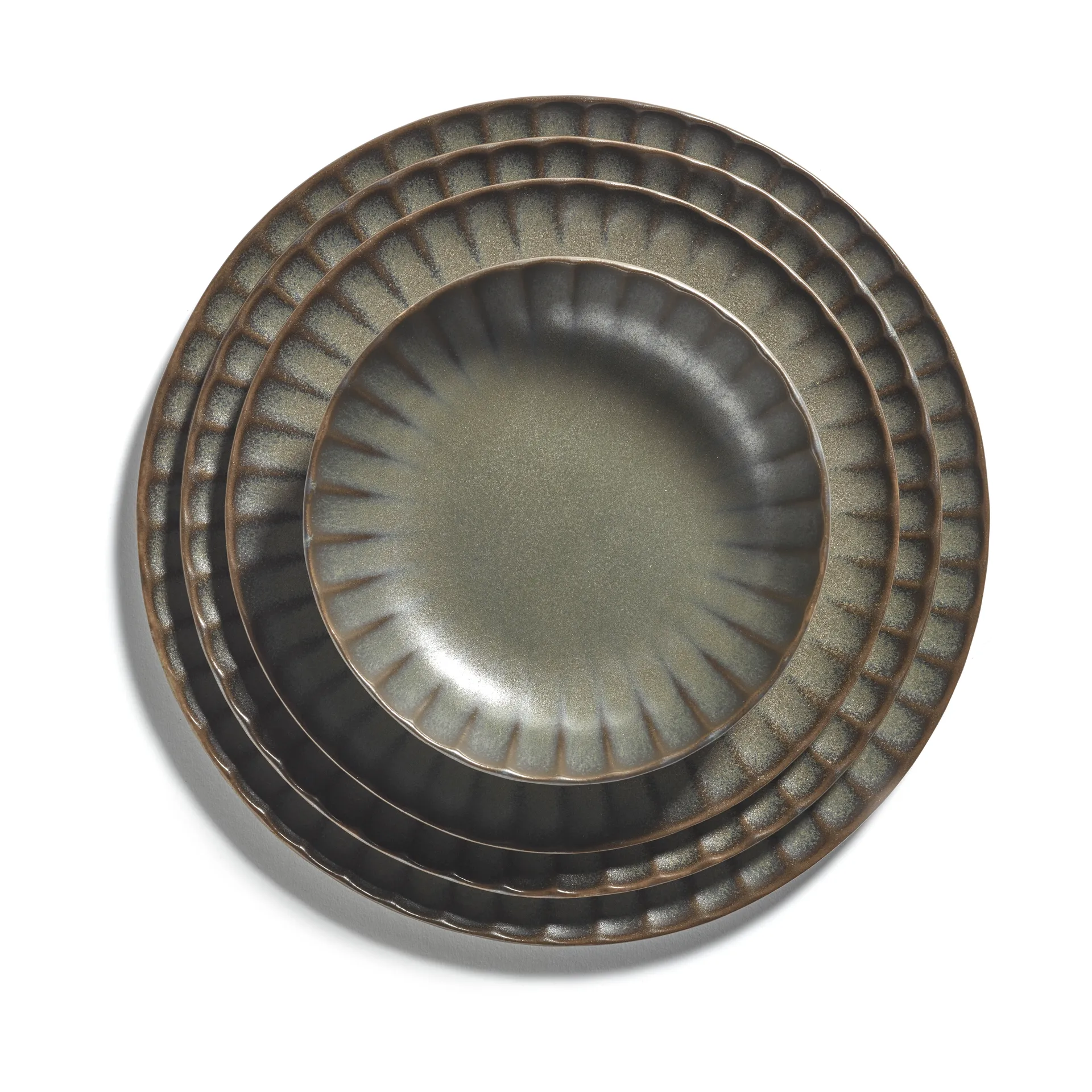 2 Platos Inku high XS Ø16 cm, Green Serax