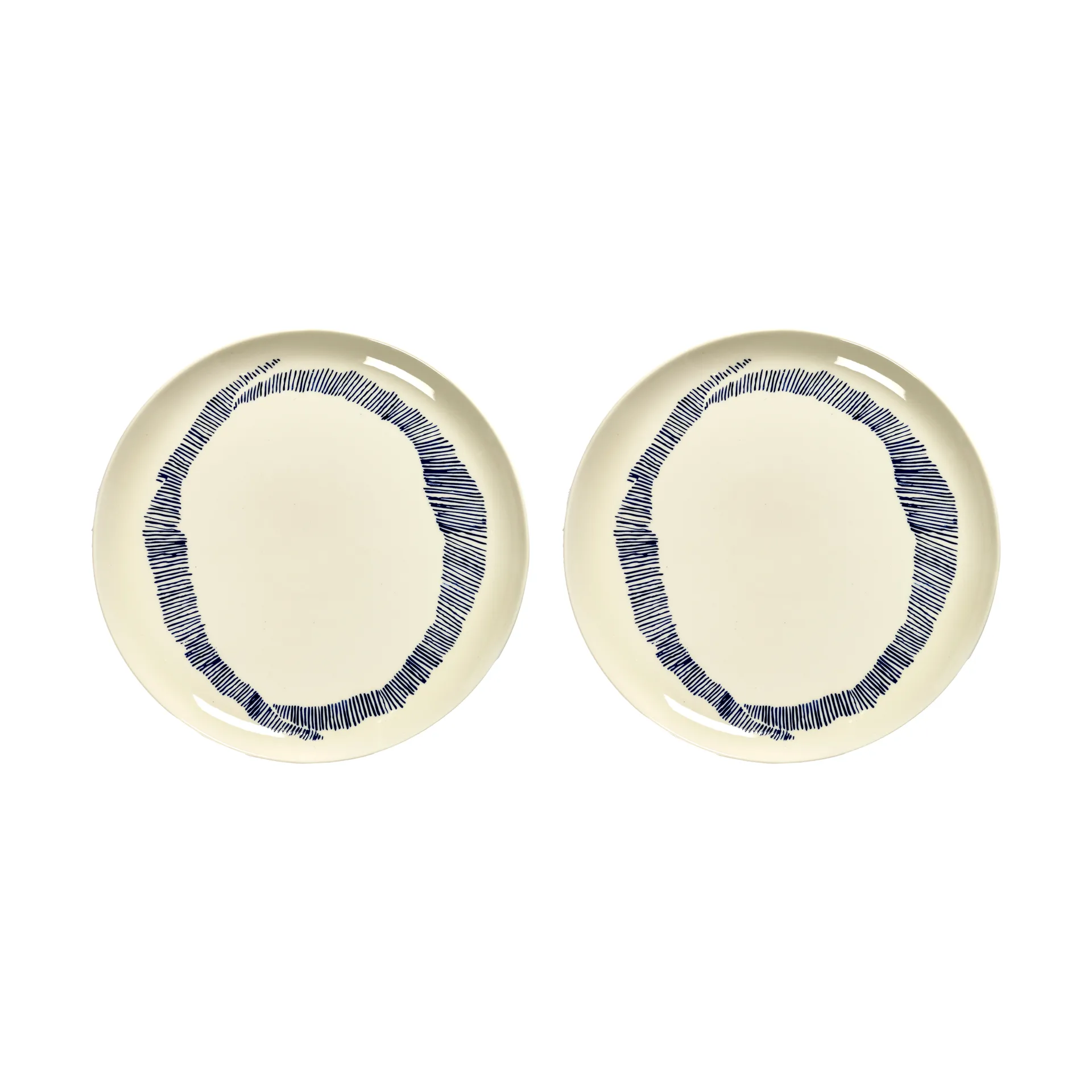 2 Platos Ottolenghi Feast L Ø26 cm, White stripes-blue Serax
