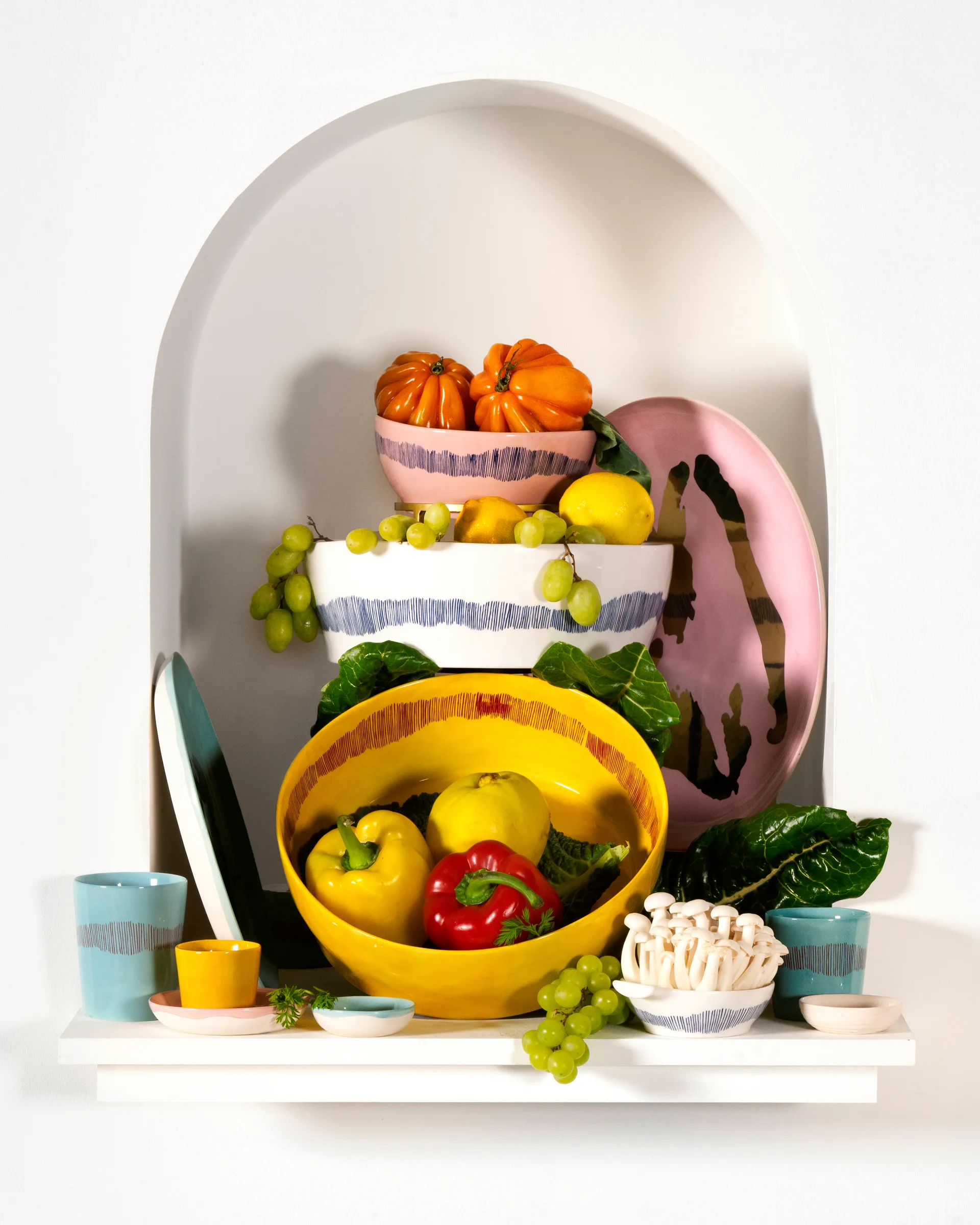 2 Platos Ottolenghi Feast L Ø26,5 cm, Yellow stripes-red Serax