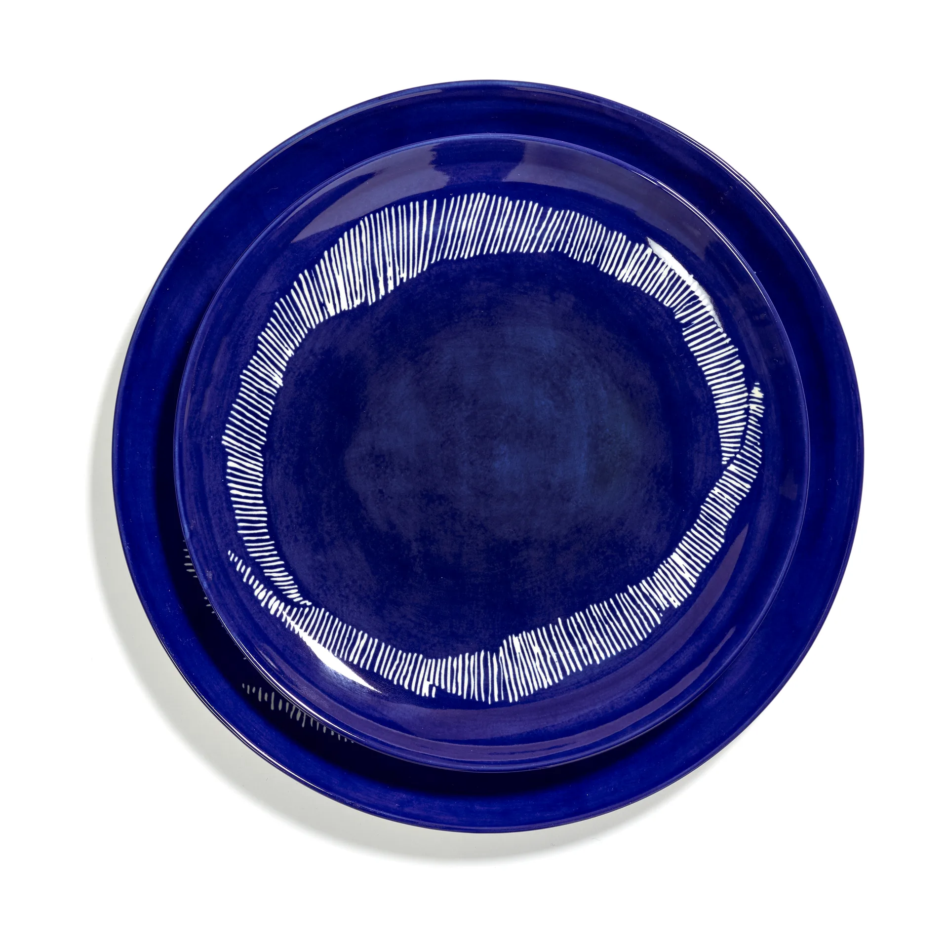 2 Platos Ottolenghi Feast M Ø22,5 cm, Dark blue stripes-white Serax
