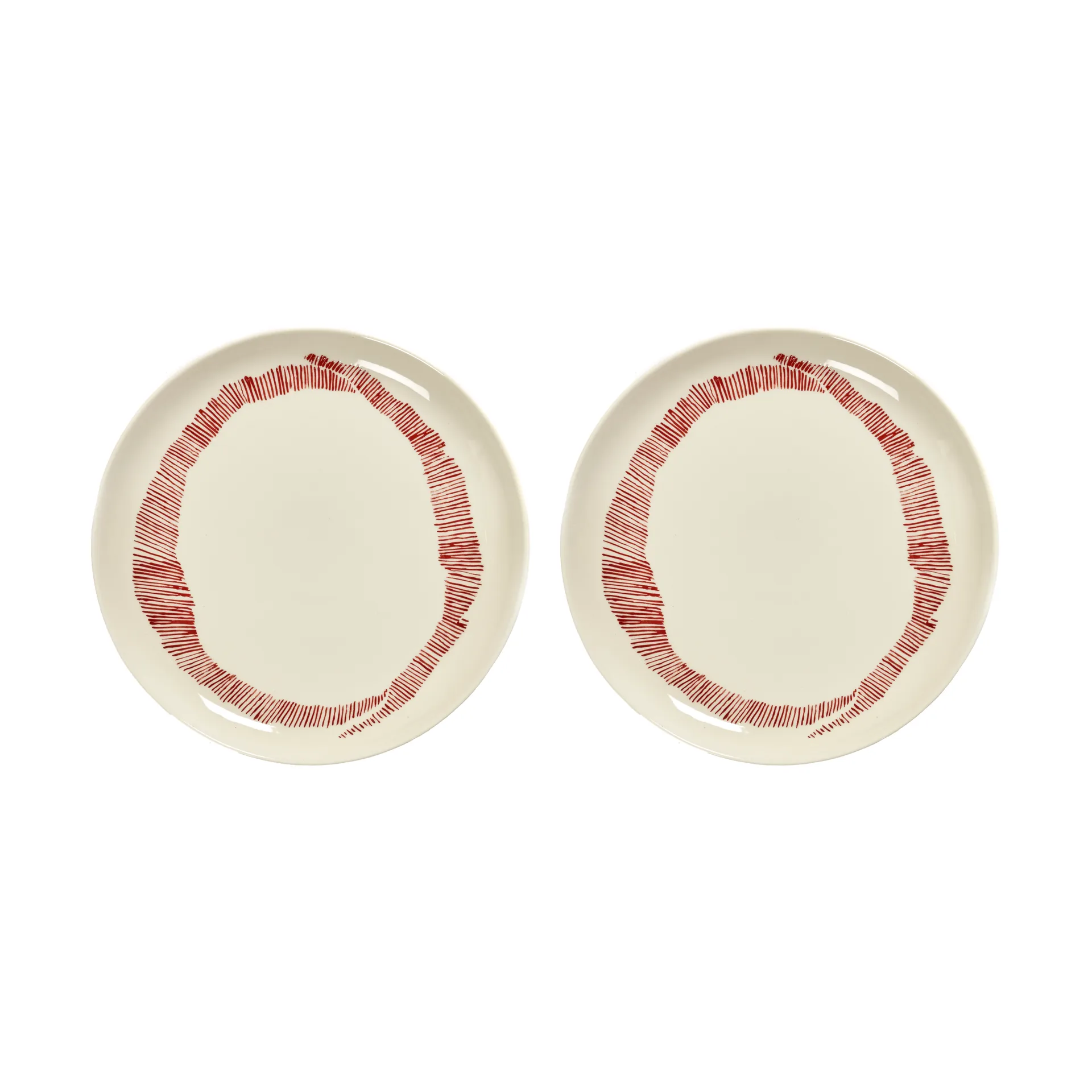 2 Platos Ottolenghi Feast M Ø22,5 cm, White stripes-red Serax