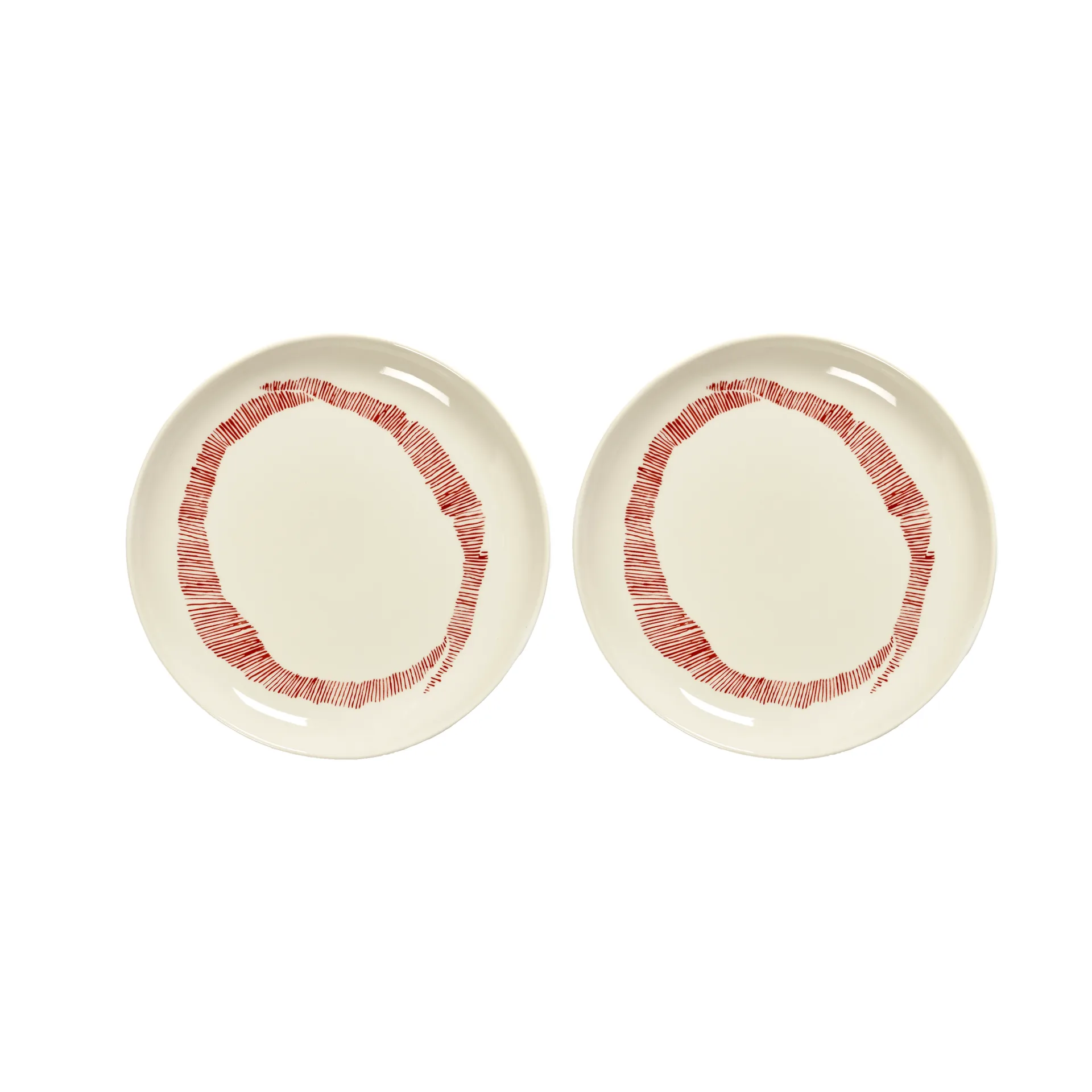 2 Platos Ottolenghi Feast S Ø19 cm, White stripes-red Serax