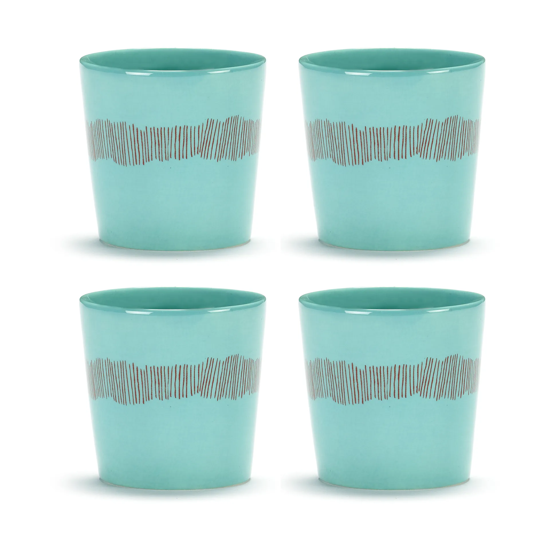4 Tazas de café Ottolenghi Feast 25 cl, Azure stripes-red Serax
