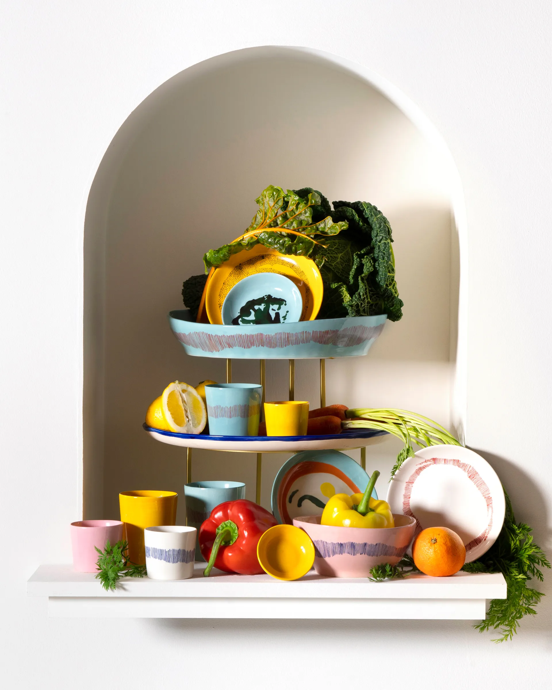 4 Tazas de café Ottolenghi Feast 25 cl, Azure stripes-red Serax