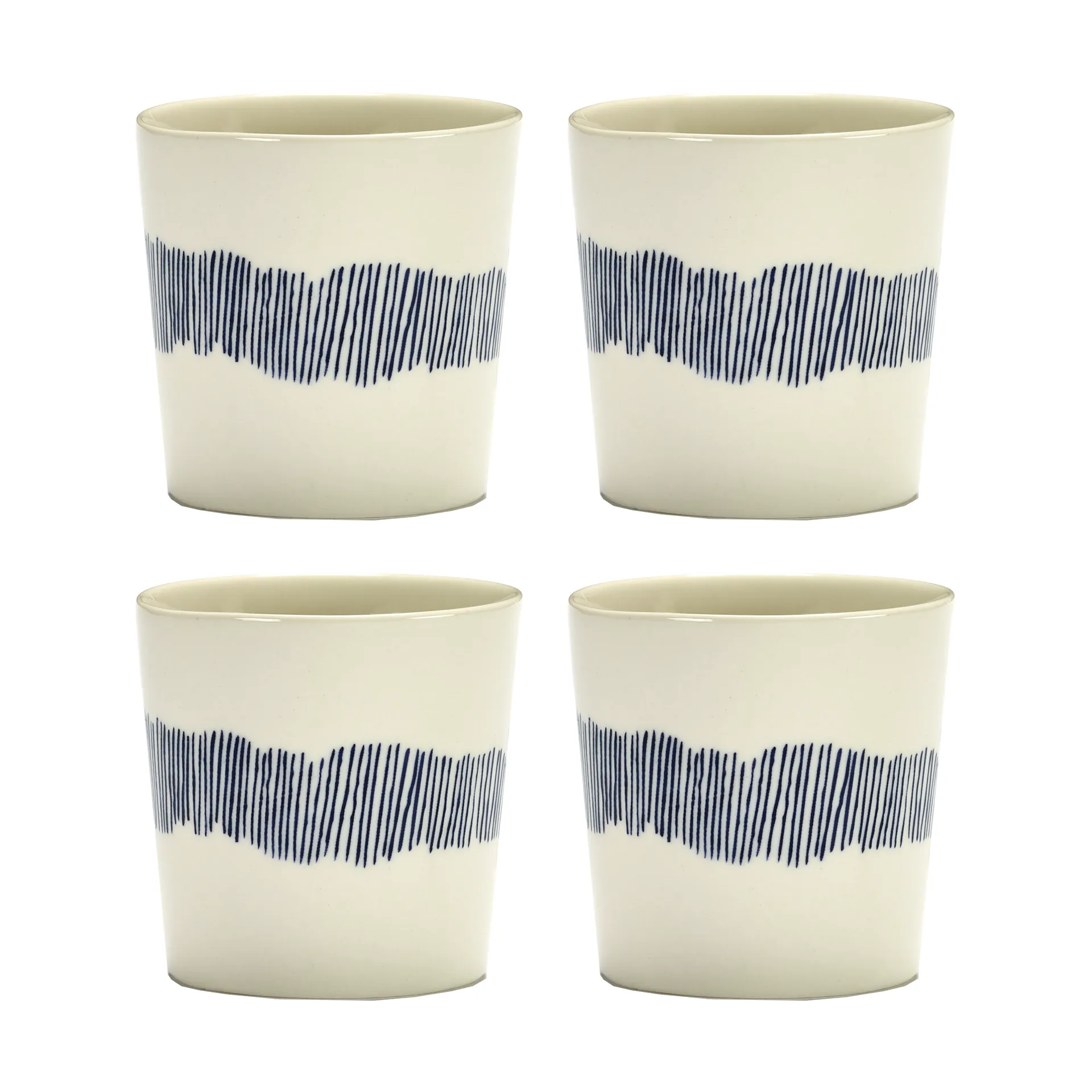 4 Tazas de café Ottolenghi Feast 25 cl, White stripes-blue Serax