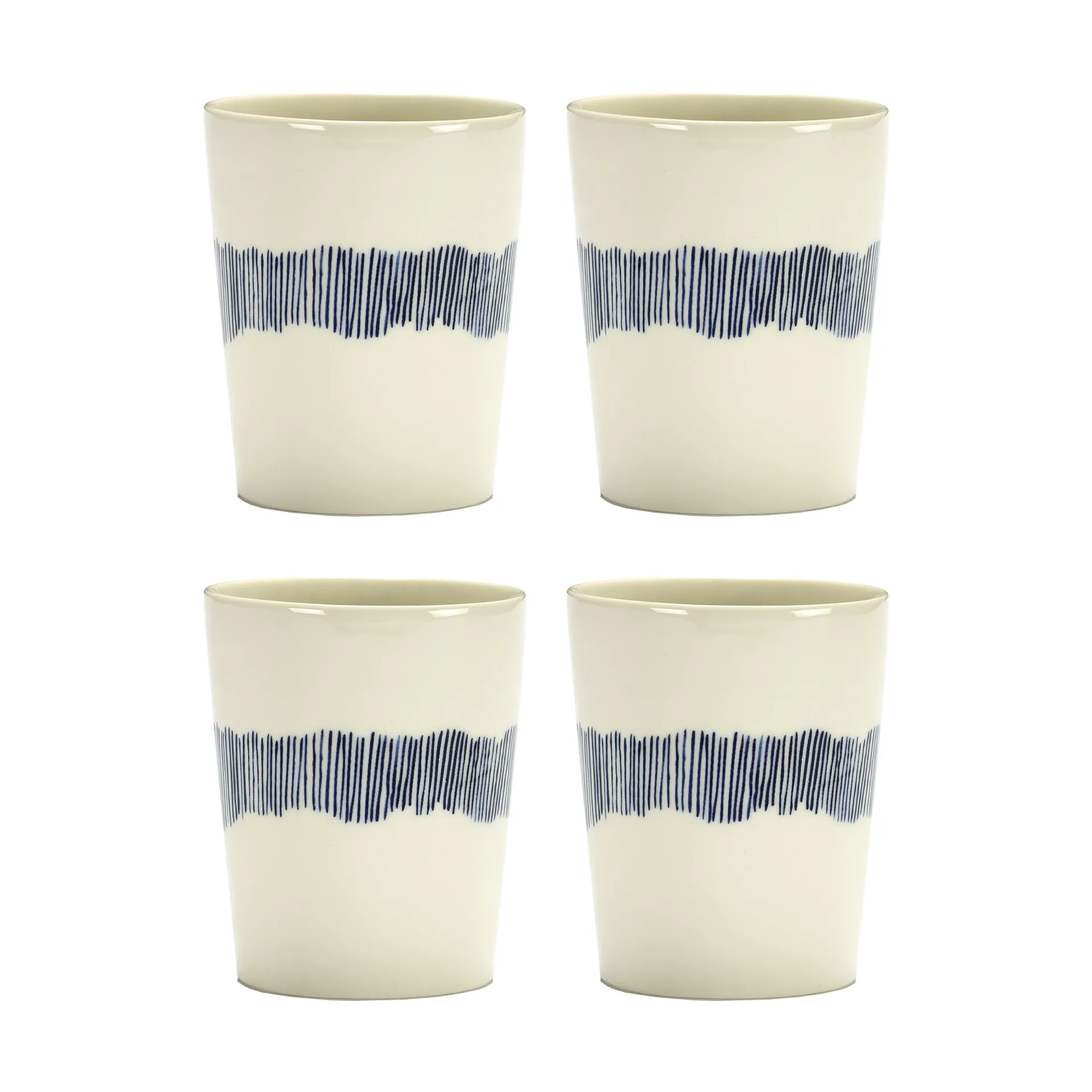 4 Tazas de té Ottolenghi Feast 33 cl, White stripes-blue Serax
