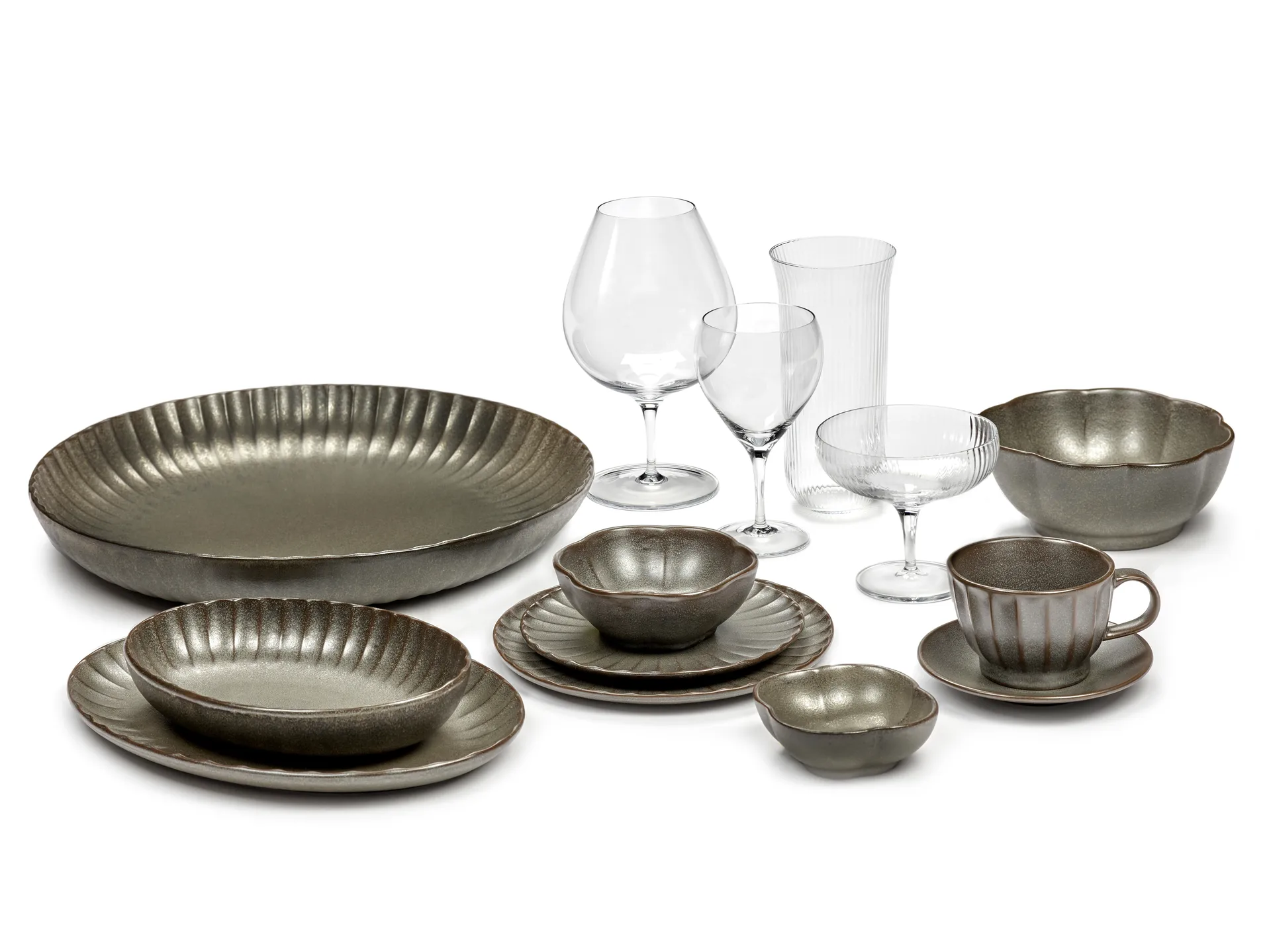 Cuenco ondulado Inku L Ø13 cm, Green Serax