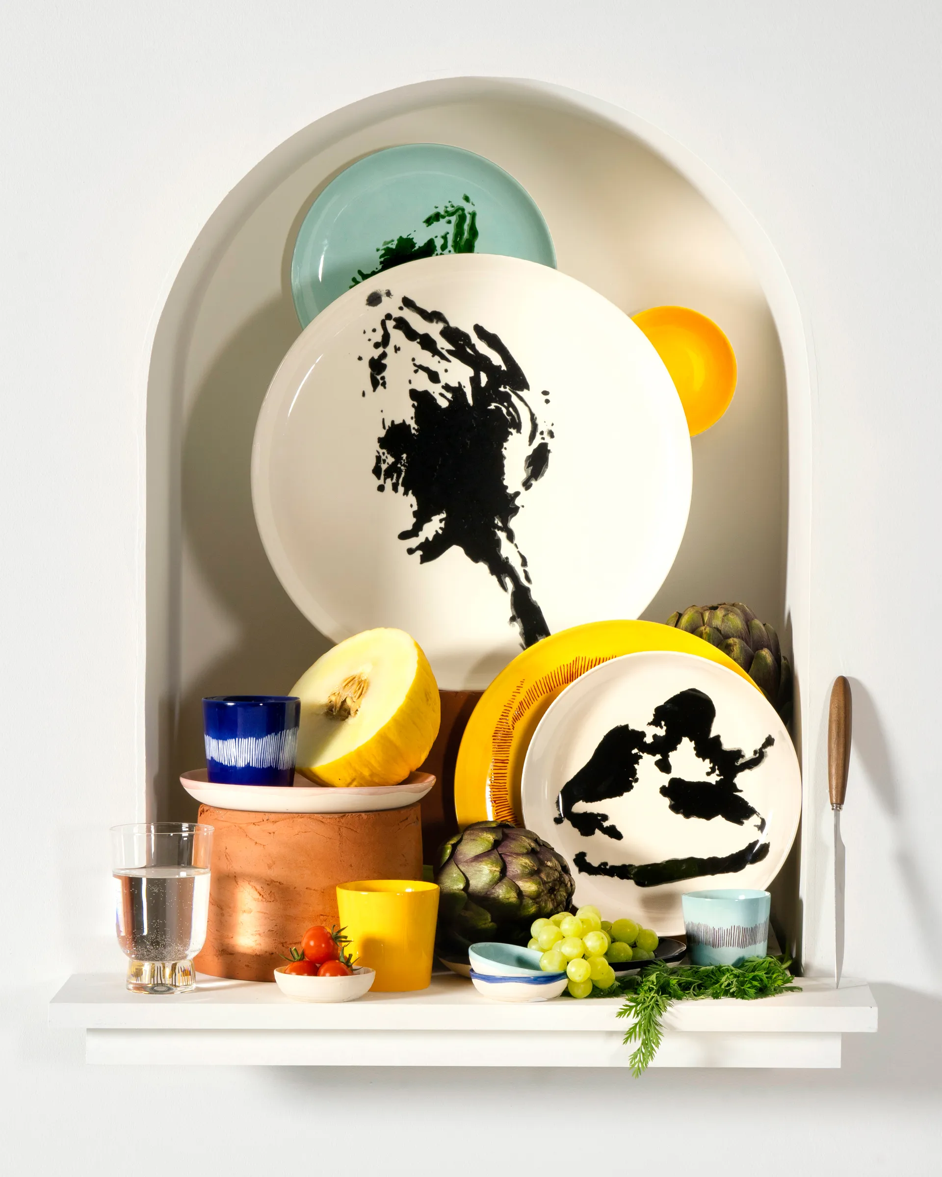 Set de 4 boles Ottolenghi Feast L Ø17 cm, Dark blue stripes-white Serax