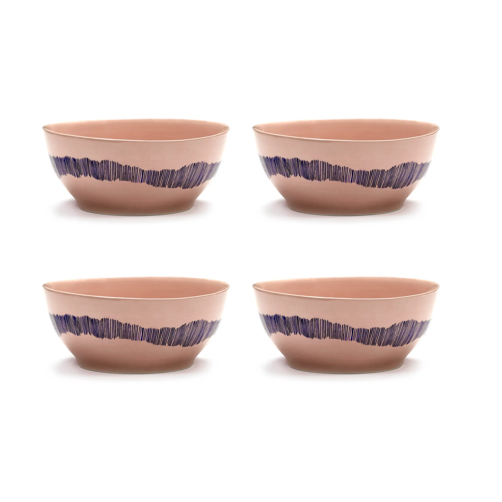 Set de 4 boles Ottolenghi Feast S Ø15 cm, Pink stripes blue Serax