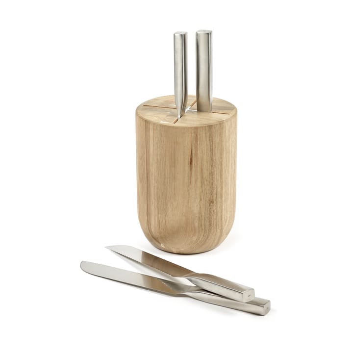 Set de cuchillos con bloque de cuchillos Base 5 piezas, Wood-steel grey Serax