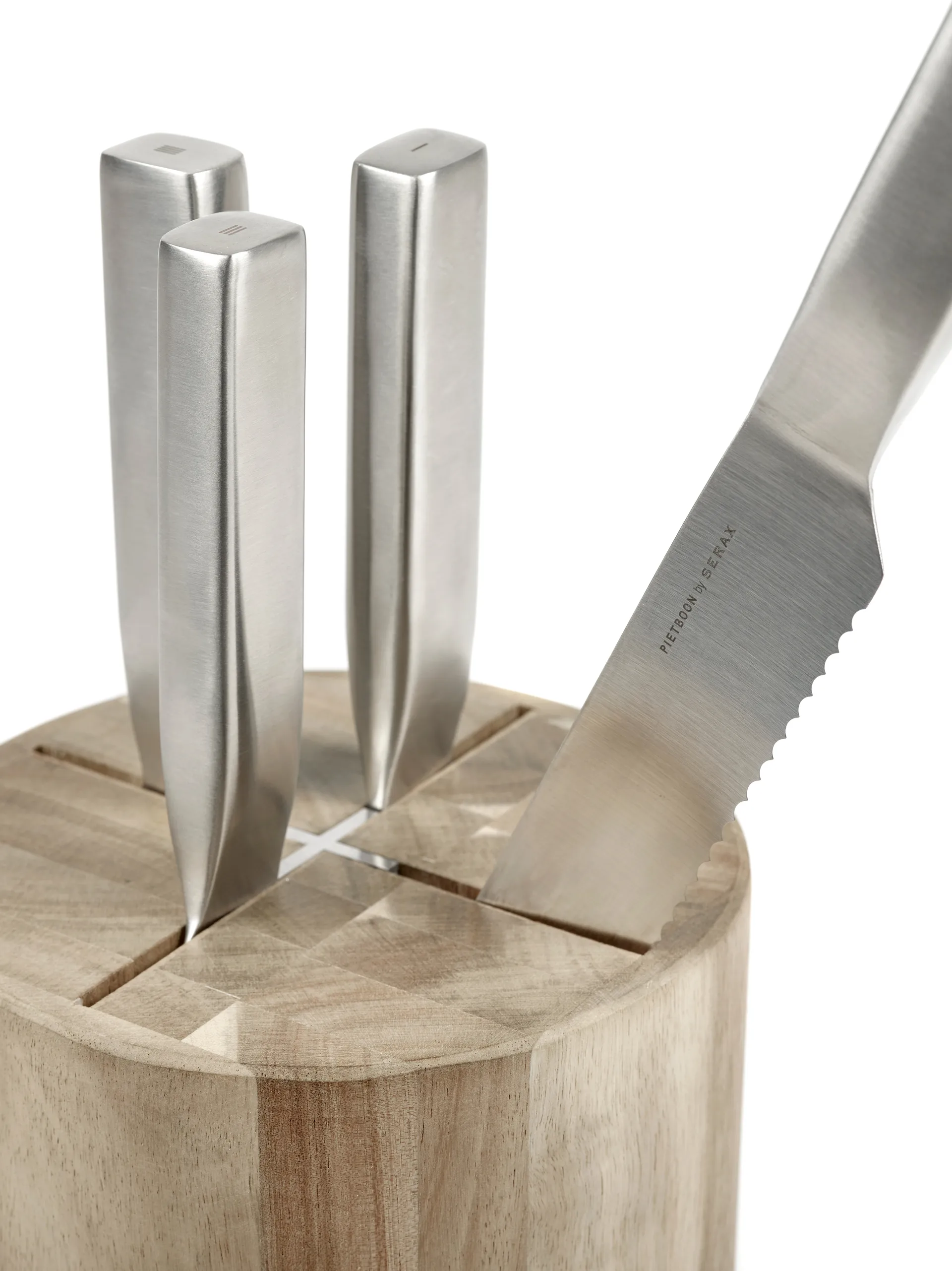 Set de cuchillos con bloque de cuchillos Base 5 piezas, Wood-steel grey Serax