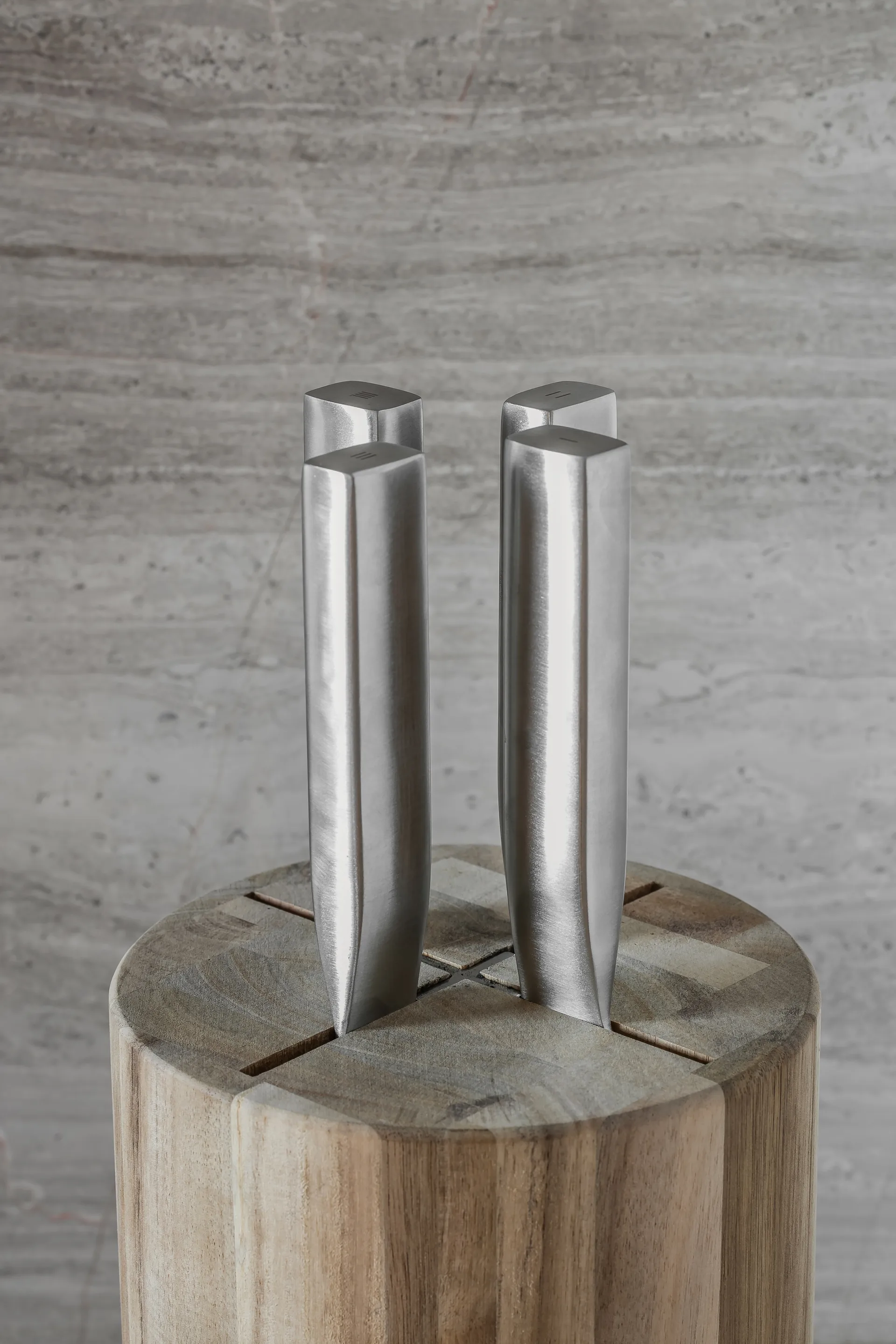 Set de cuchillos con bloque de cuchillos Base 5 piezas, Wood-steel grey Serax