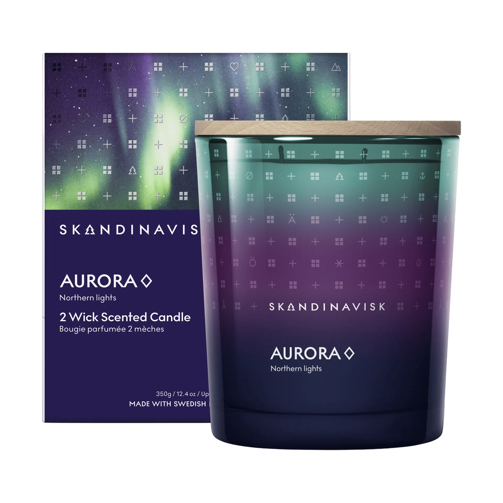 Aurora vela aromática, 350 g, 2 mechas Skandinavisk