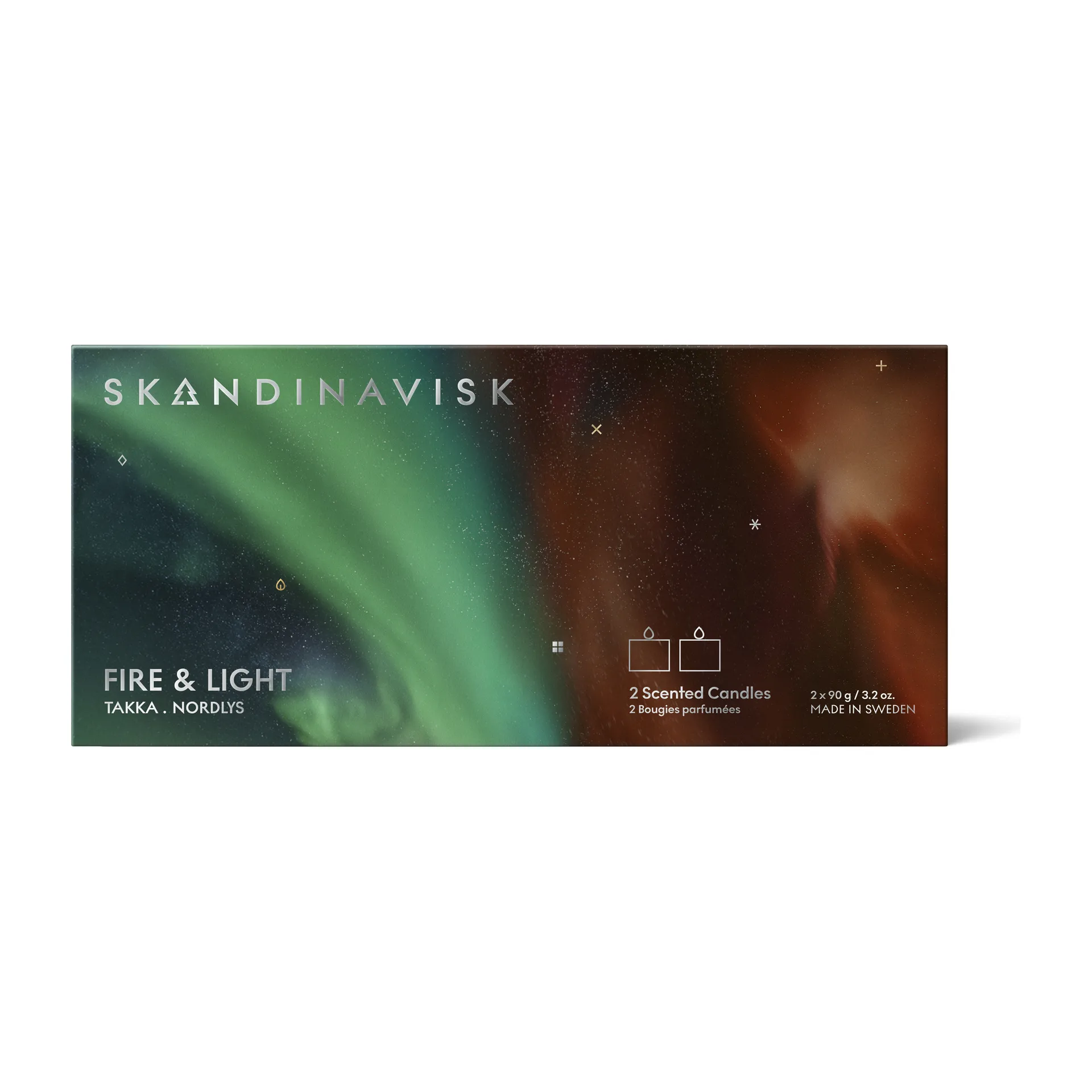 Set de regalo 2 velas Fire & Light Mini, 2x90 gr Skandinavisk