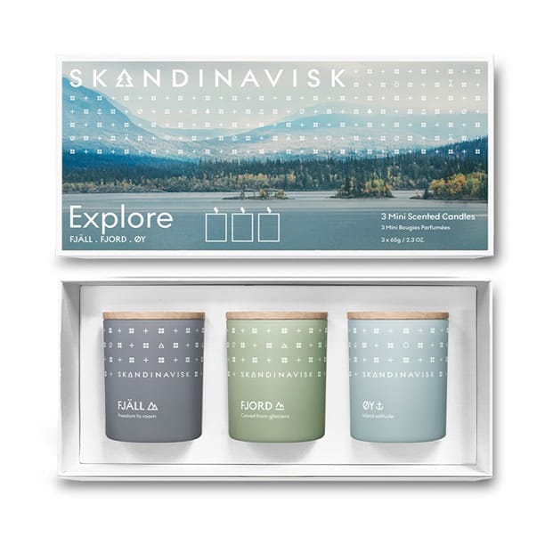 Set de regalo vela perfumada mini Explore, 3 piezas Skandinavisk