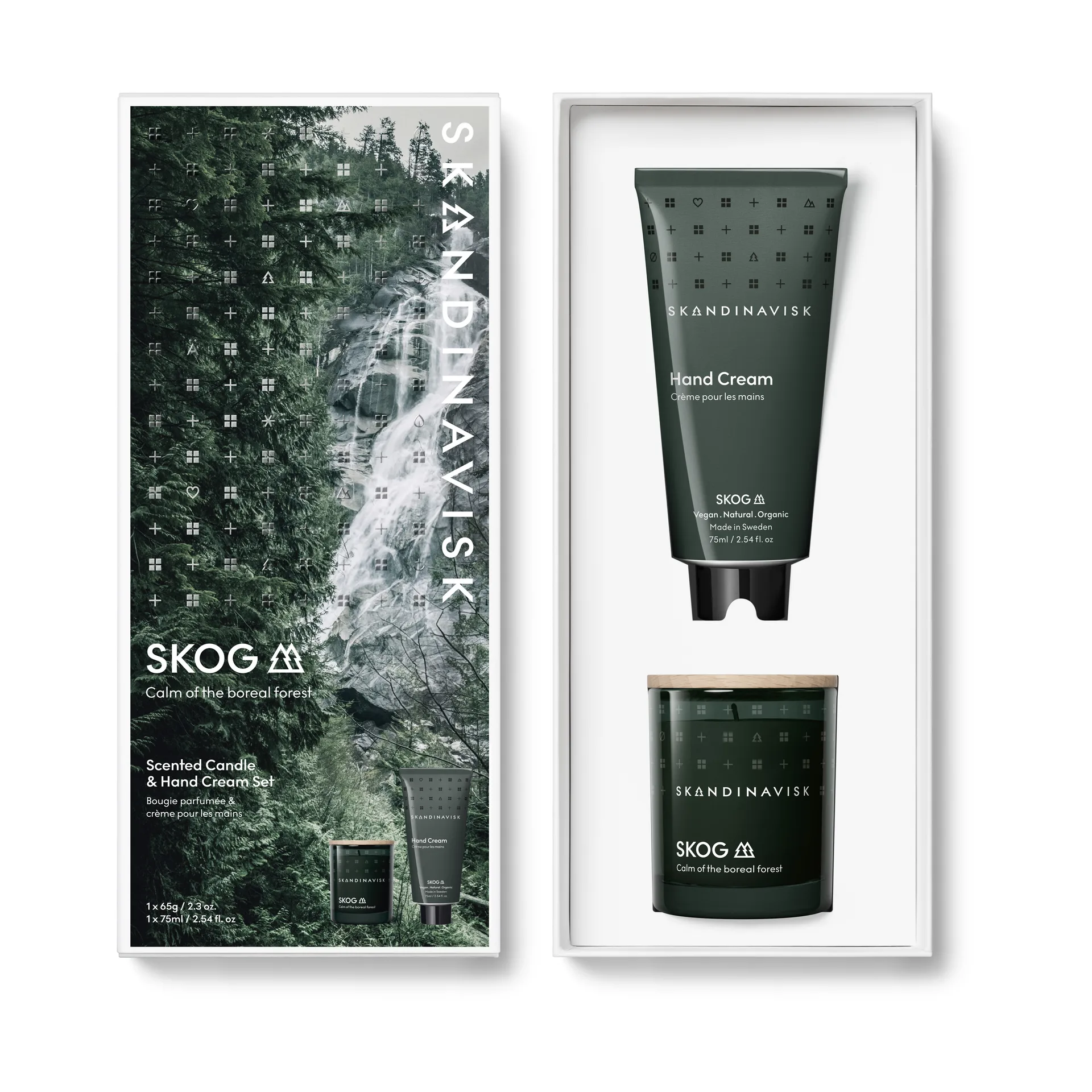Vela perfumada y crema de manos SKOG, 65 g + 75 ml Skandinavisk