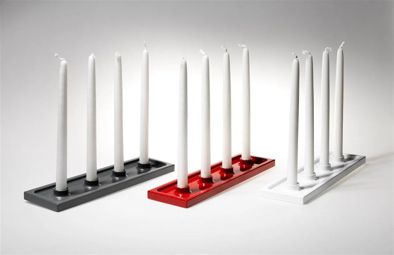 Crater candelabro de Adviento, Gris, 4 luces SMD Design