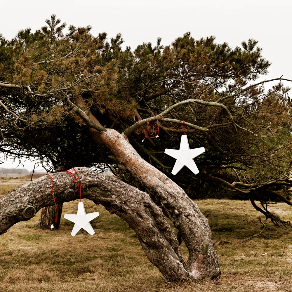 Estrella de Adviento Advent Stjärna, Rojo, 40 cm, cable de tela gris claro SMD Design