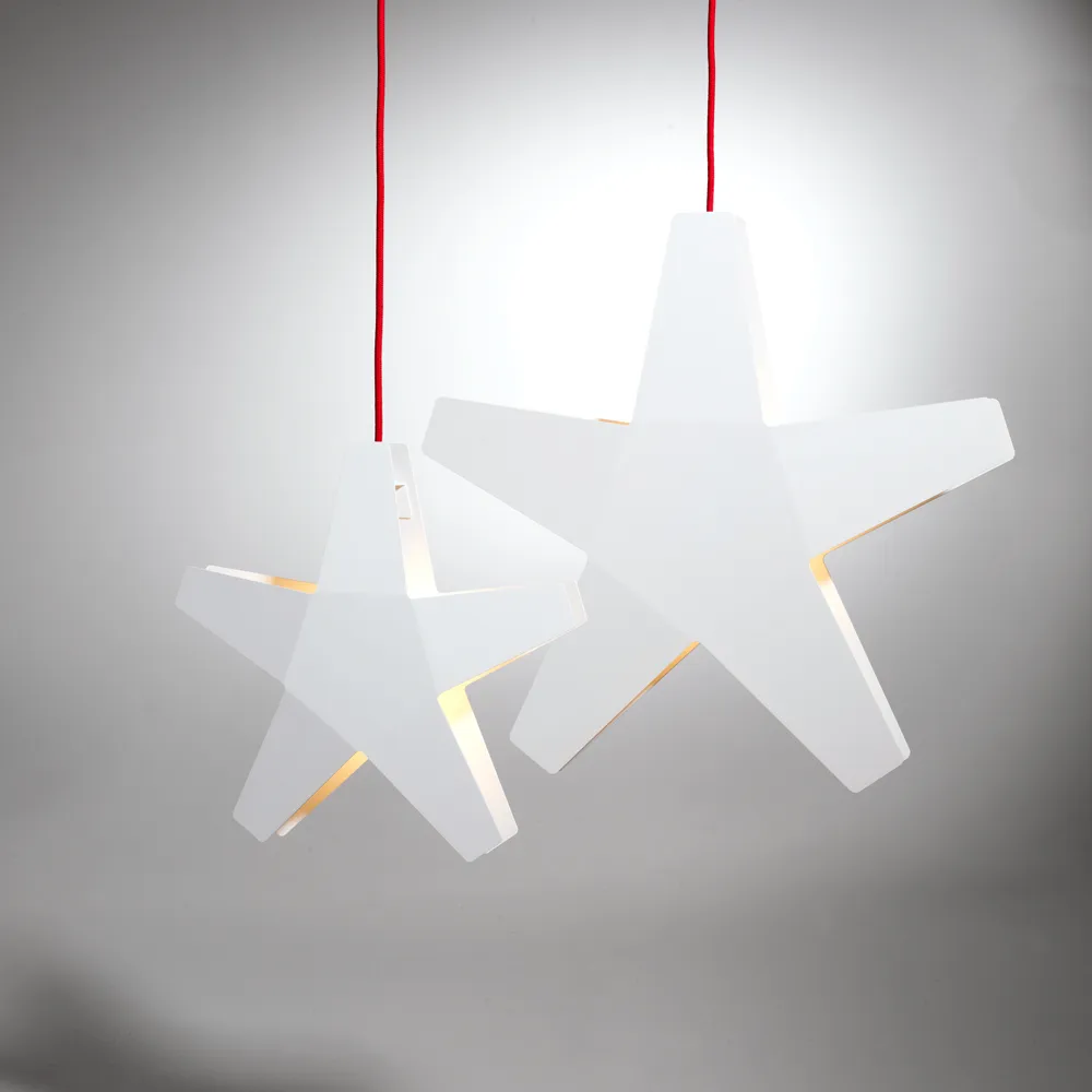 Estrella de Adviento Advent Stjärna, Rojo, 40 cm, cable de tela gris claro SMD Design