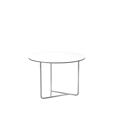 Mesa de centro Tellus - Blanco, base de cromo, h44 d64 - SMD Design