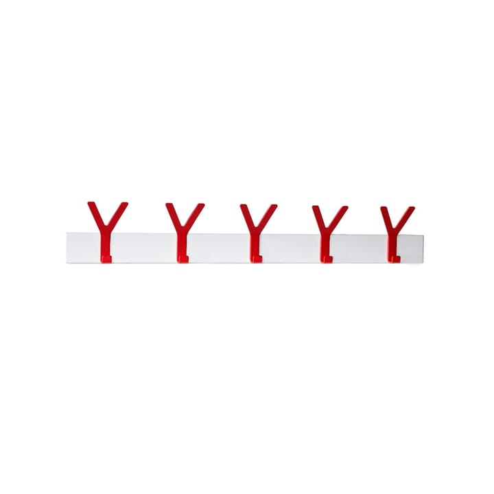 Perchero Y - Blanco, 5 ganchos rojos - SMD Design