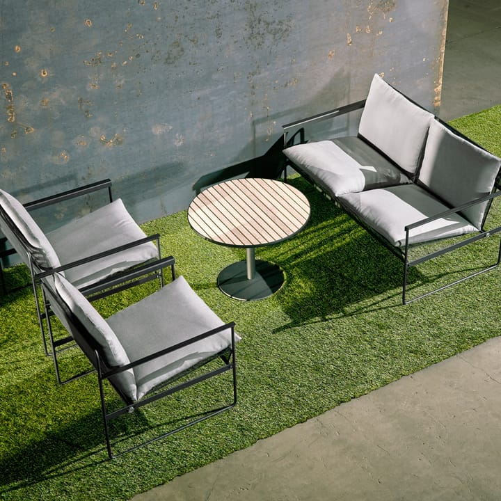 Sofá de 2 plazas Slow, Sunbrella gris-base de acero en color negro SMD Design