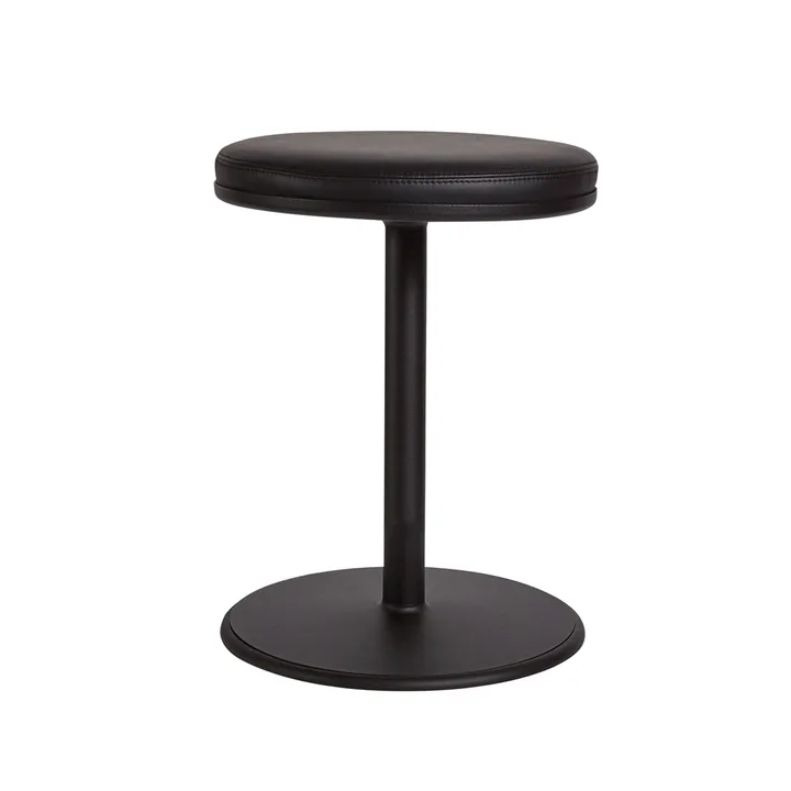Taburete redondo Orbit - Negro, cuero negro, Ø36x54 cm - SMD Design