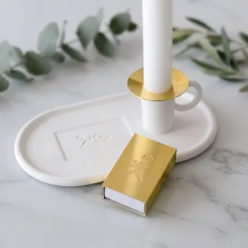 Candelero de cámara con estuche para cerillas - Blanco - Solstickan Design