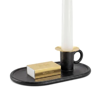 Candelero de cámara con estuche para cerillas - Negro - Solstickan Design