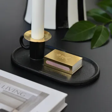 Candelero de cámara con estuche para cerillas - Negro - Solstickan Design