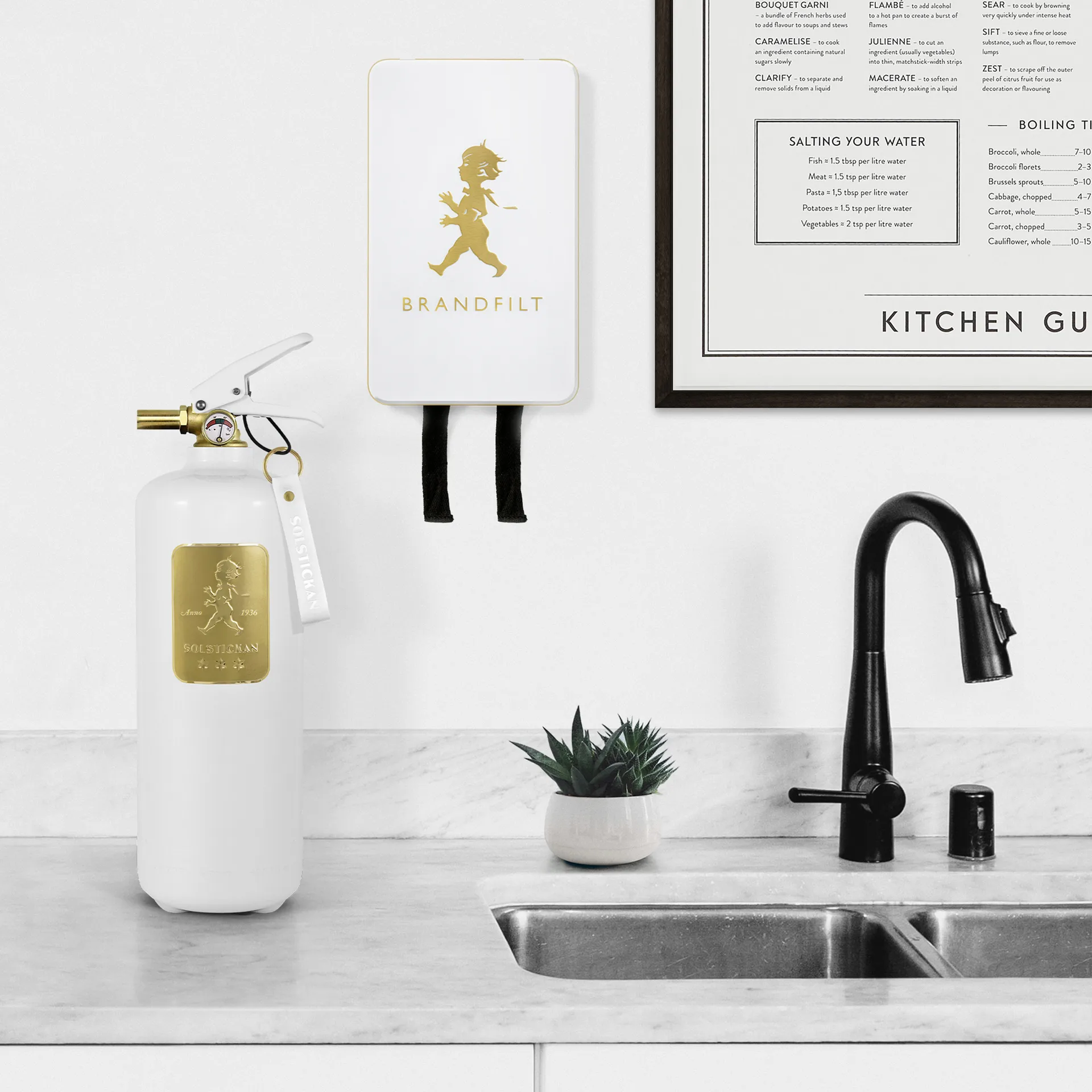 Extintor Solstickan 2 kg, Blanco-dorado Solstickan Design