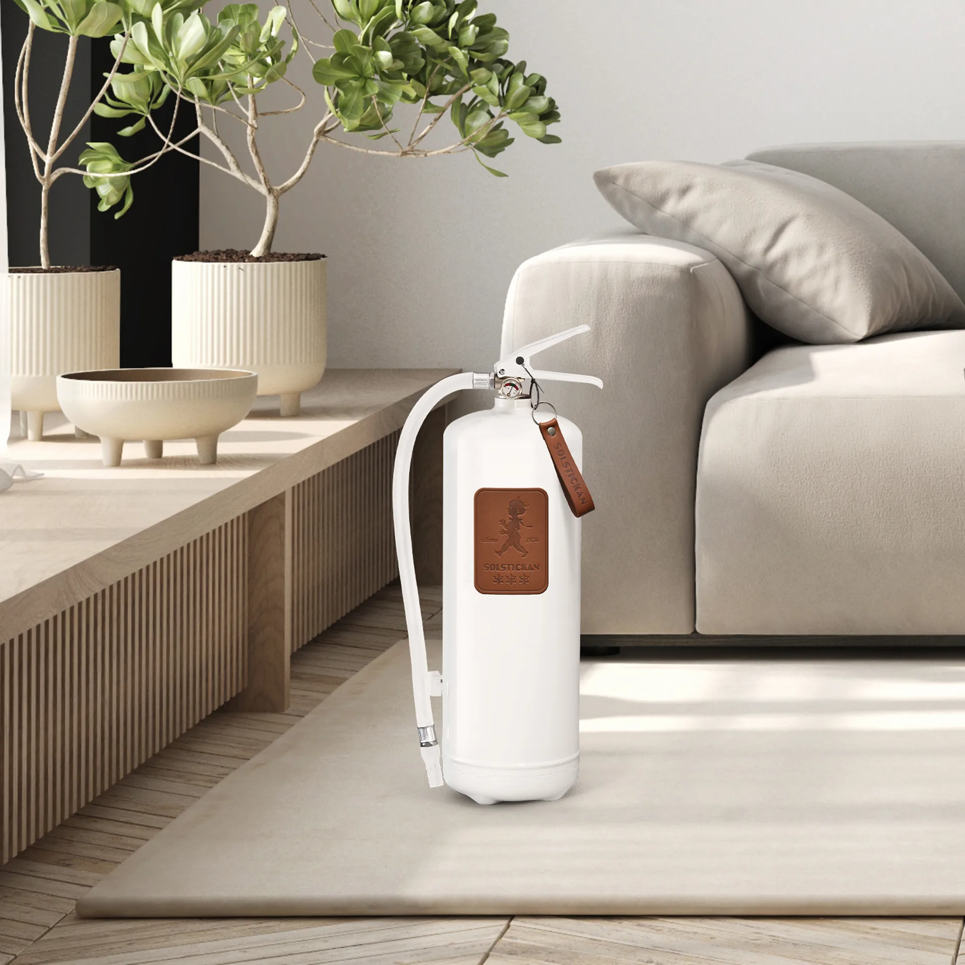 Extintor Solstickan 6 kg, Blanco-cuero oscuro marrón Solstickan Design