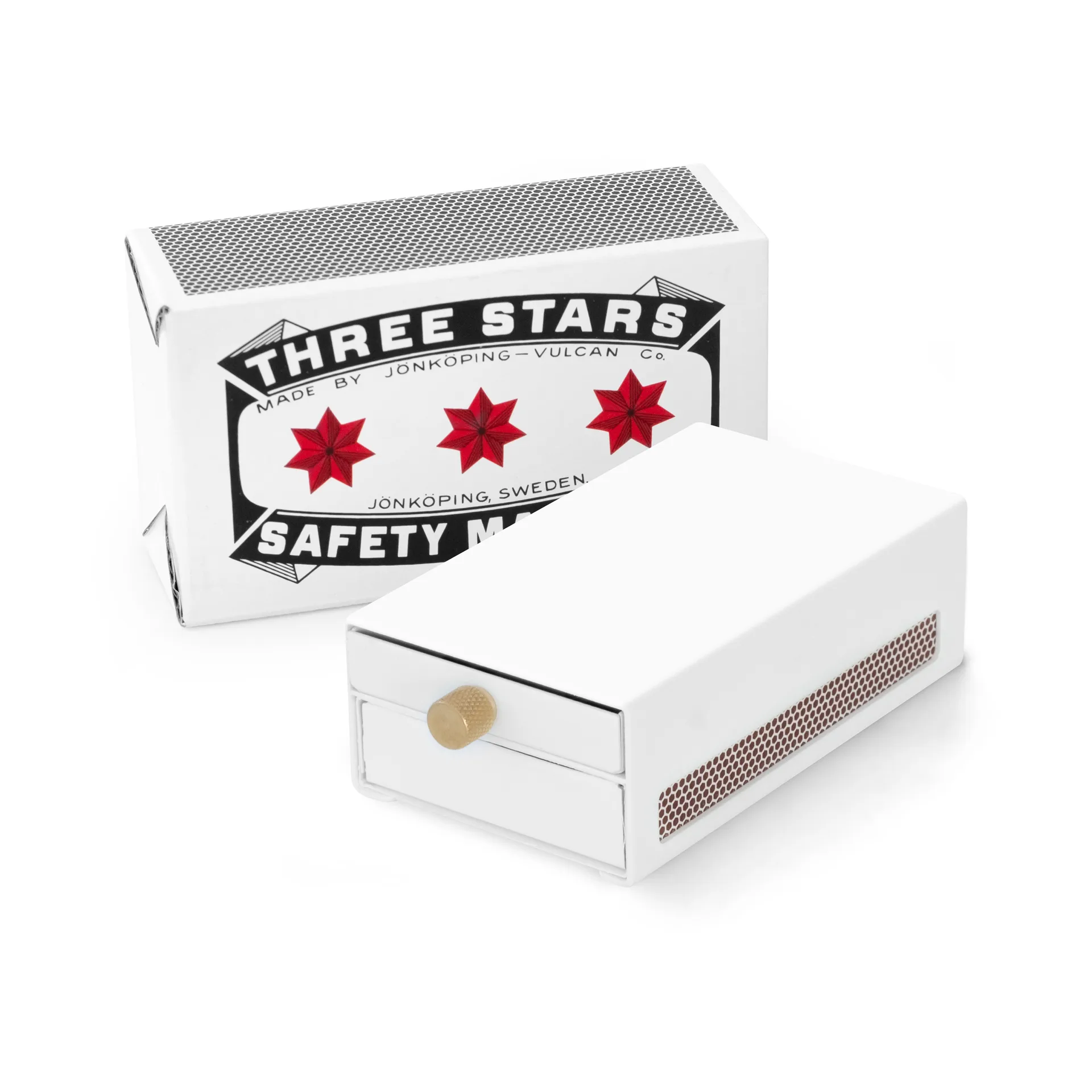 Funda para cerillas Three Stars grande, Blanco Solstickan Design