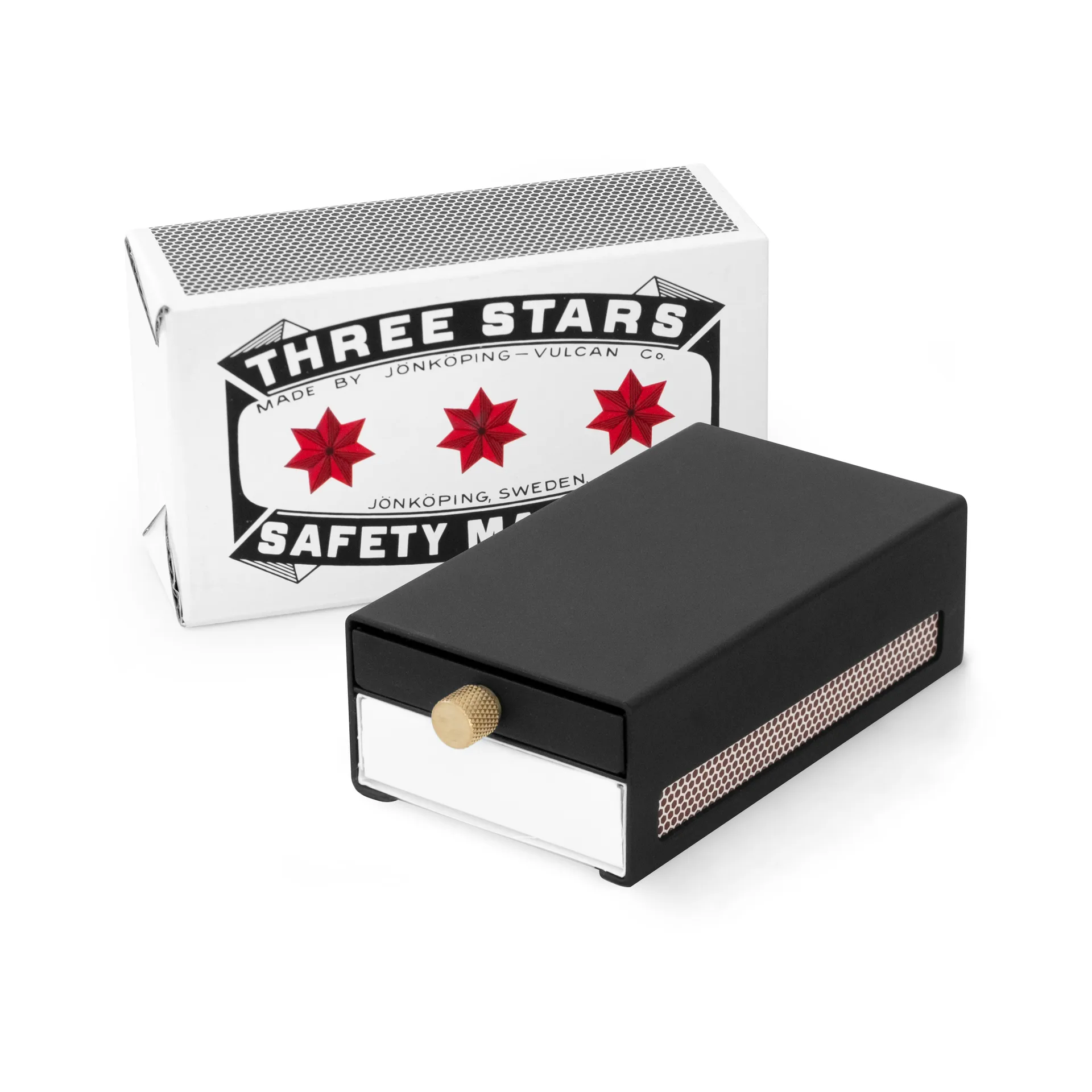 Funda para cerillas Three Stars grande, Negro Solstickan Design