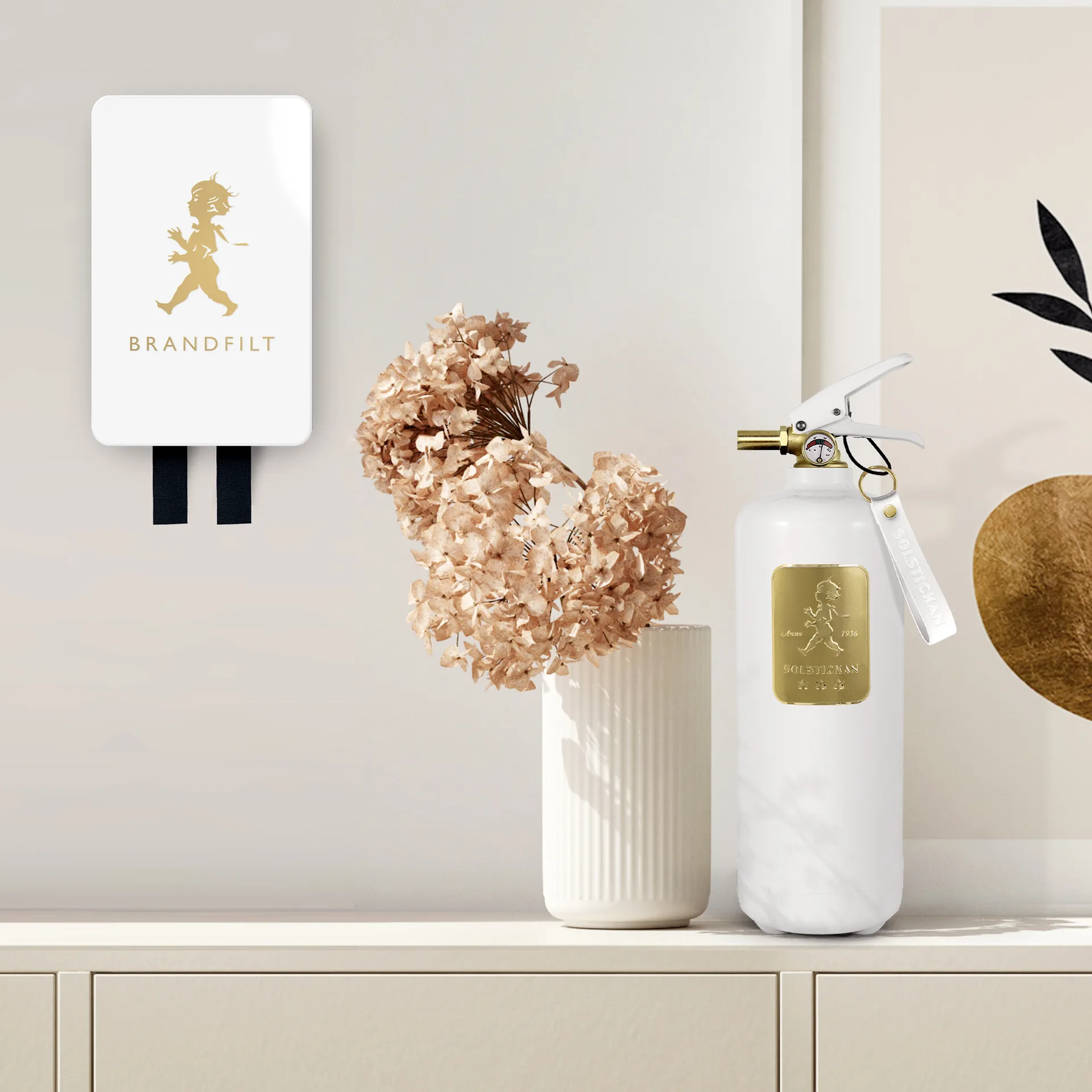 Manta ignífuga Solstickan 16x2,7x25 cm, Blanco-oro Solstickan Design