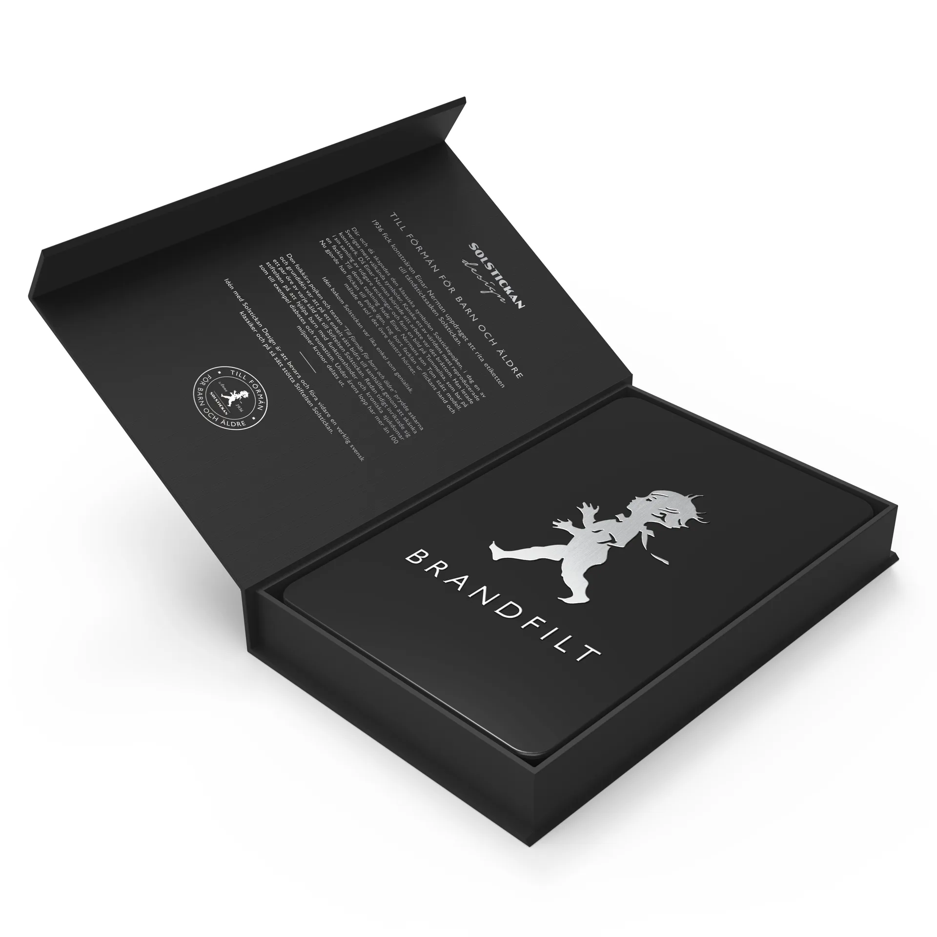 Manta ignífuga Solstickan 16x2,7x25 cm, Negro mate Solstickan Design