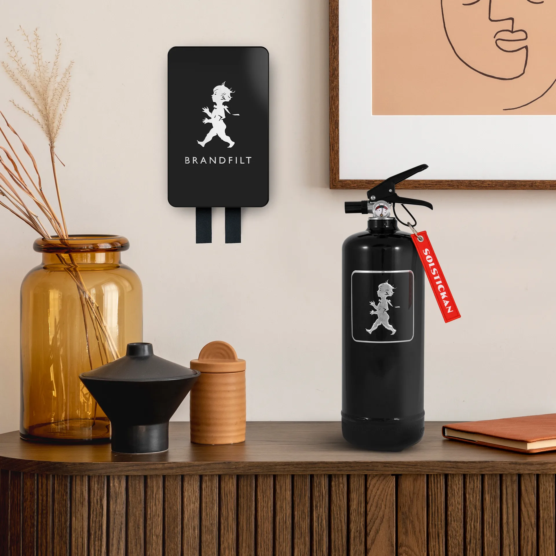 Manta ignífuga Solstickan 16x2,7x25 cm, Negro mate Solstickan Design