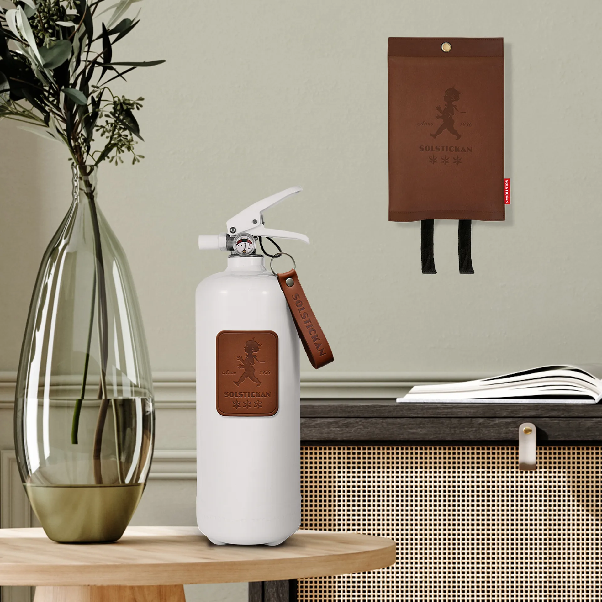 Manta ignífuga Solstickan cuero 120x120 cm, Cuero oscuro Solstickan Design