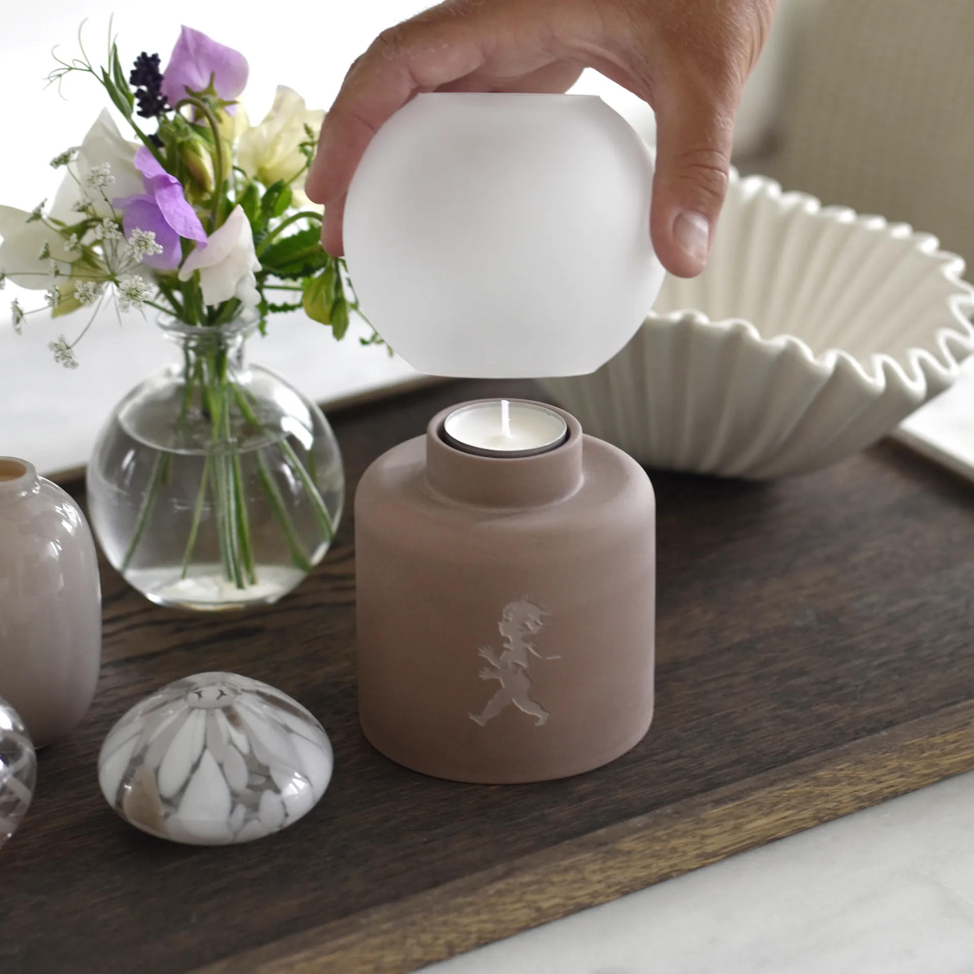 Portavelas Globe Ø9,5x17 cm, Marrón
 Solstickan Design