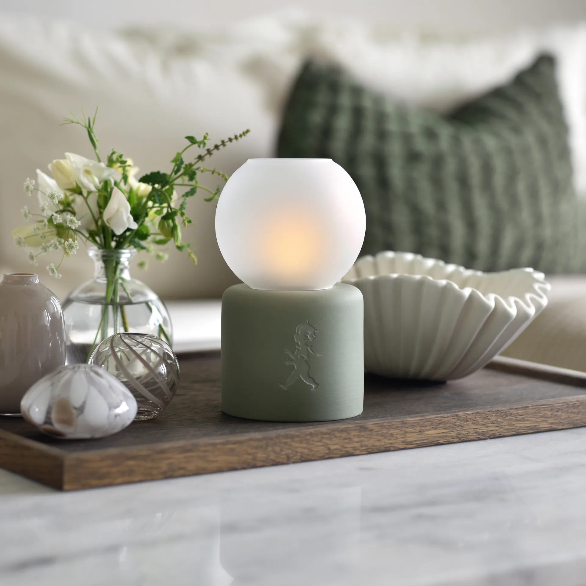 Portavelas Globe Ø9,5x17 cm, Verde Solstickan Design