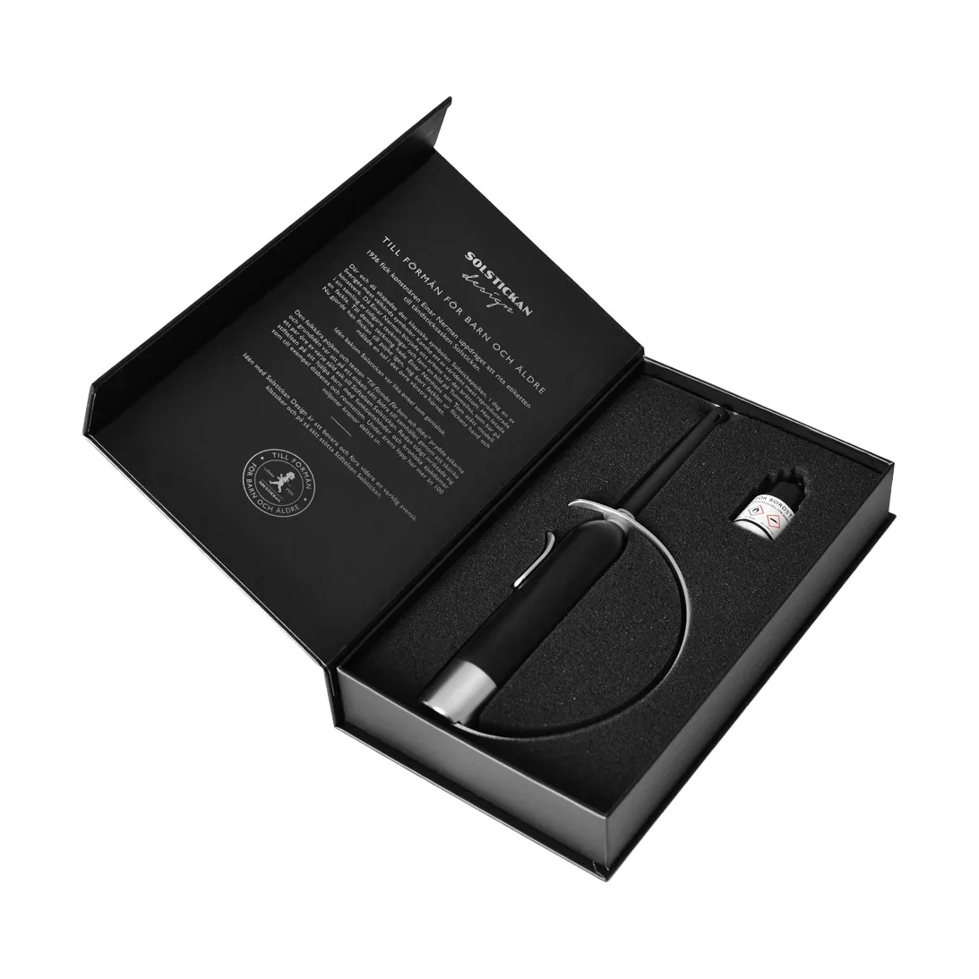 Solstickan encendedor de llama, Negro-plata Solstickan Design
