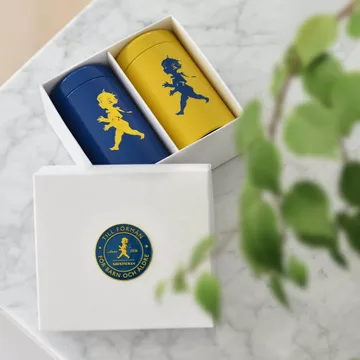 Solstickan tubo de cerillas, pack de 2, estuche de regalo - Amarillo, azul - Solstickan Design