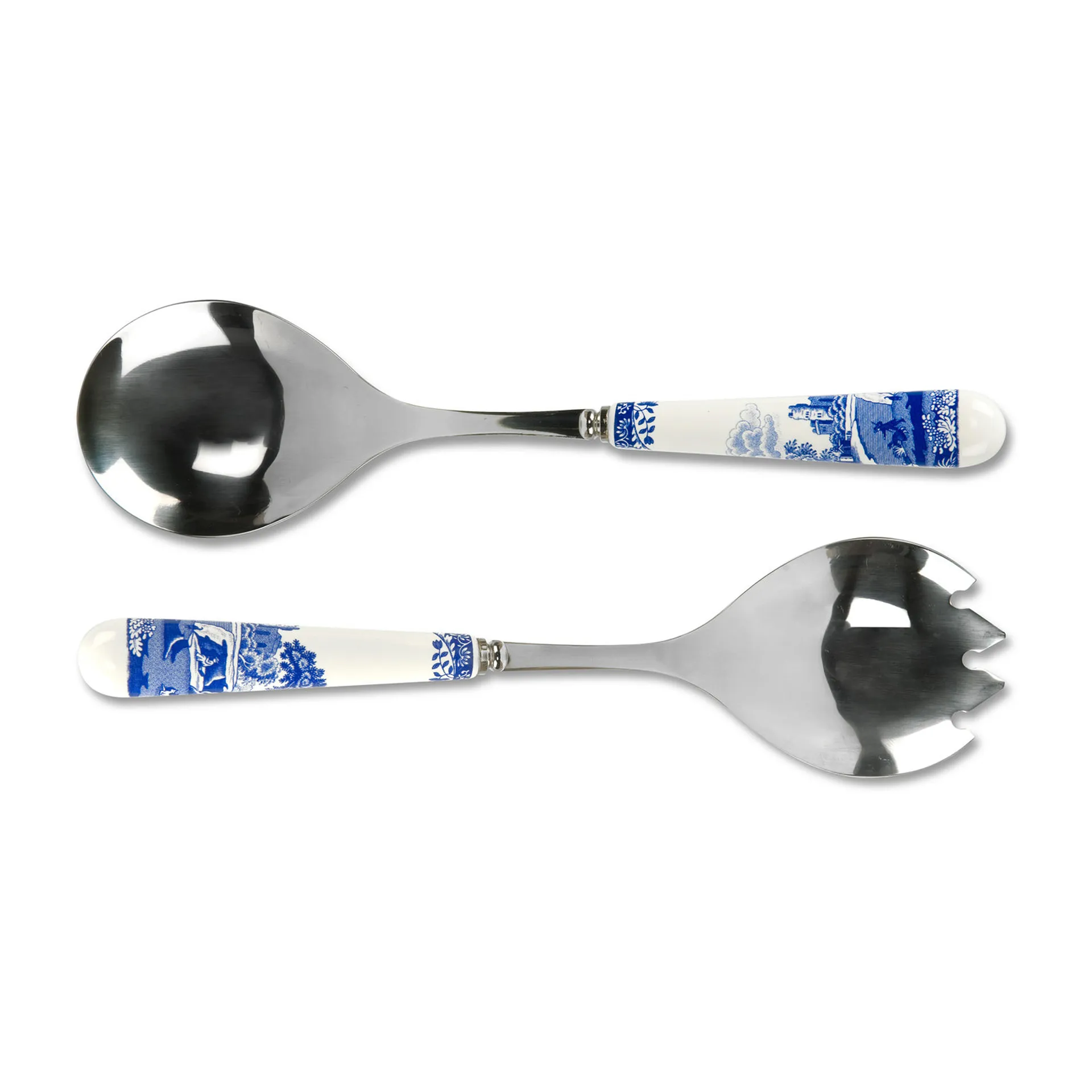 2 Cubiertos de ensalada Blue Italian, Cerámica-acero inoxidable Spode