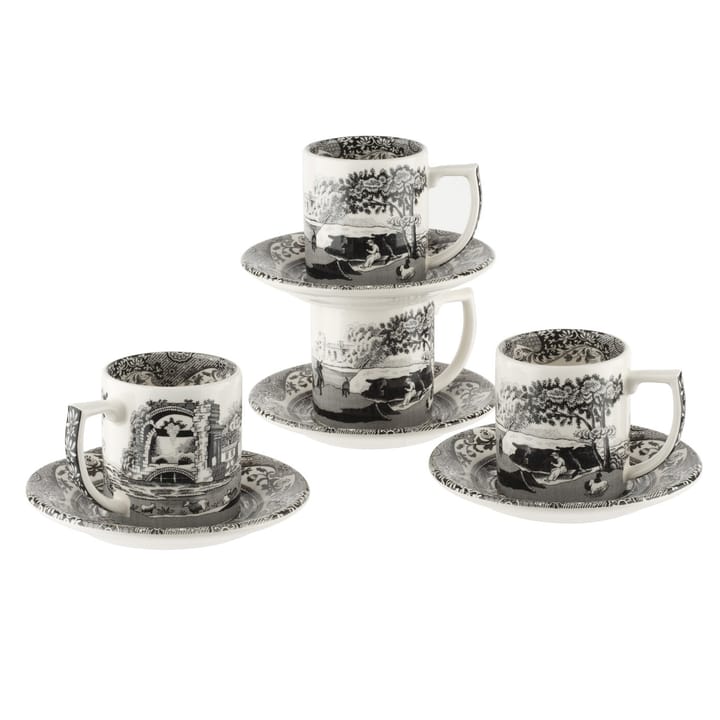 4 Tazas espresso y platillo Black Italian - 9 cl - Spode