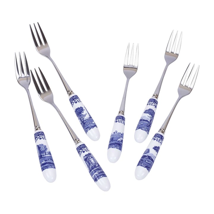 6 Tenedores de postreBlue Italian, Cerámica-acero inoxidable Spode
