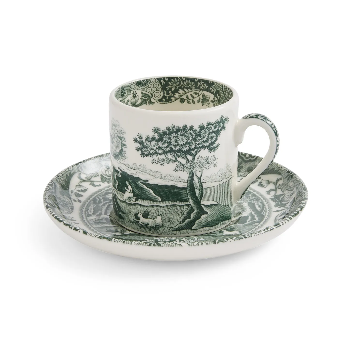 Spode Taza con plato Heritage Green Italian Verde, espresso, 9 cl