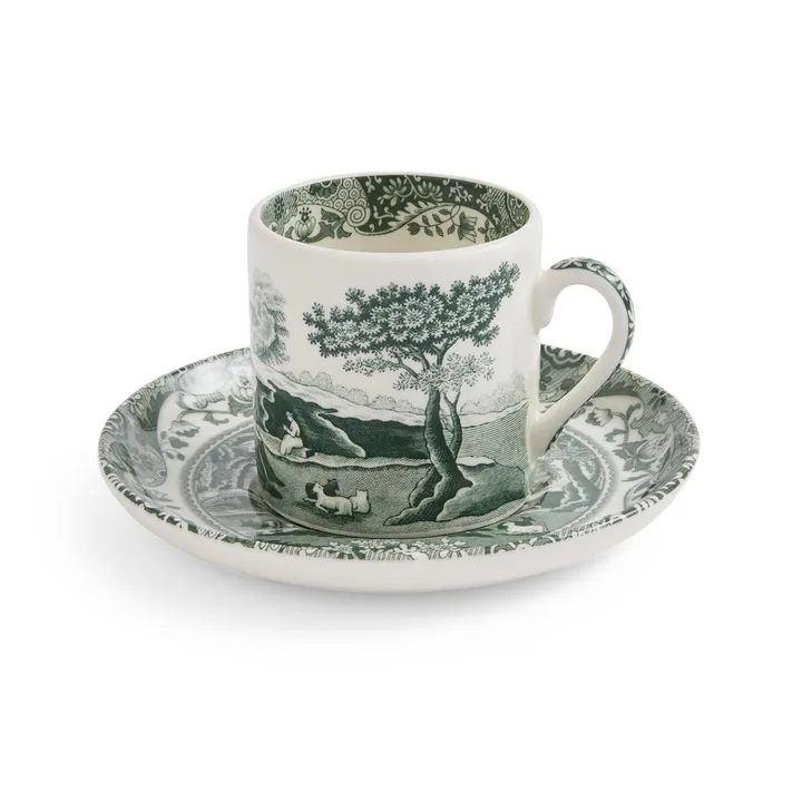 Taza con plato Heritage Green Italian - Verde, espresso, 9 cl - Spode