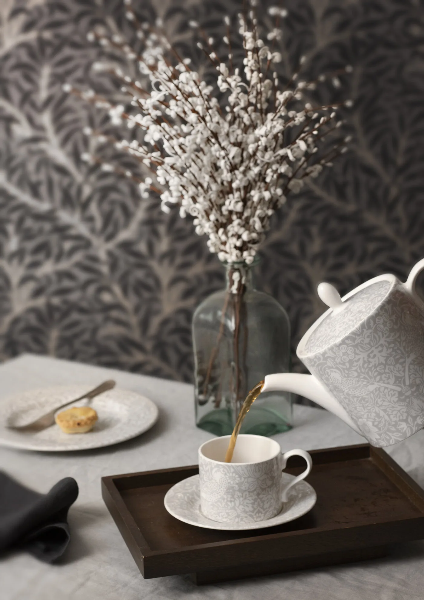 Taza de té y platillo Strawberry Thief 28 cl, Grey Spode