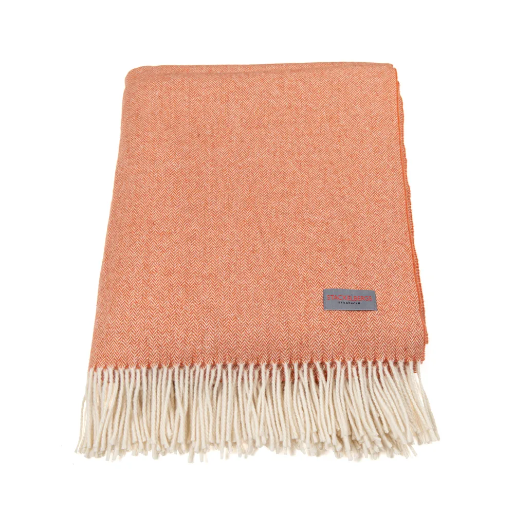 Manta Recycled Lambswool, Naranja & white Stackelbergs